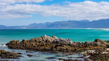 View towards Hermanus and the Kleinrivier Mountains from Klipgat Cave. De Kelders (or Die Kelders). Whale Coast. Western Cape. South Africa