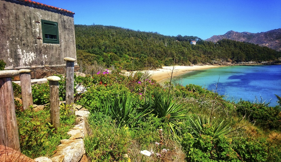View on Praia de Gures, a beach in Cee, Galicia, Spain, close to the A-550 road Aldea Canelinas