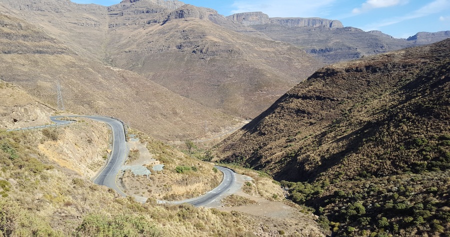 Viewpoint at Maluti Mountain on a sunny day, Kingdom of Lesotho, South Africa