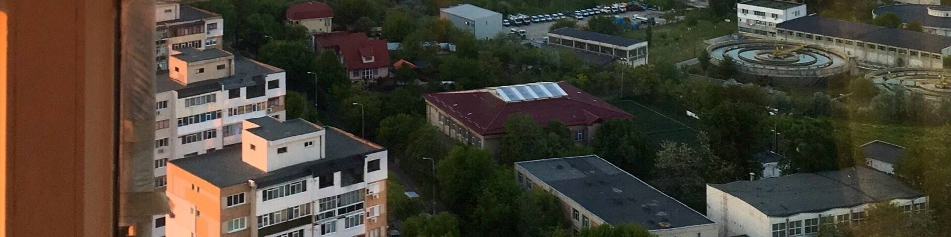 Beautiful view over Galati from the TV Tower restaurant, 110 meters above ground