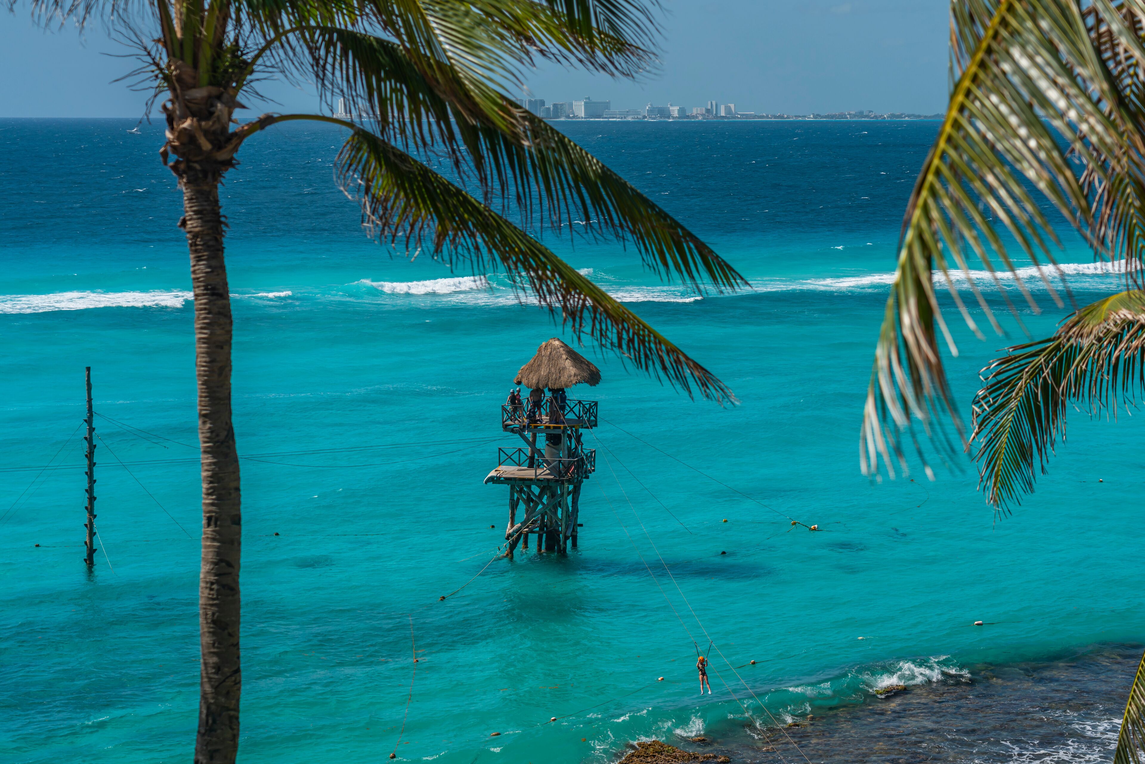 Garrafon Reef Park Beach Club on the beautiful island Isla Mujeres, Mexico. Water Park.