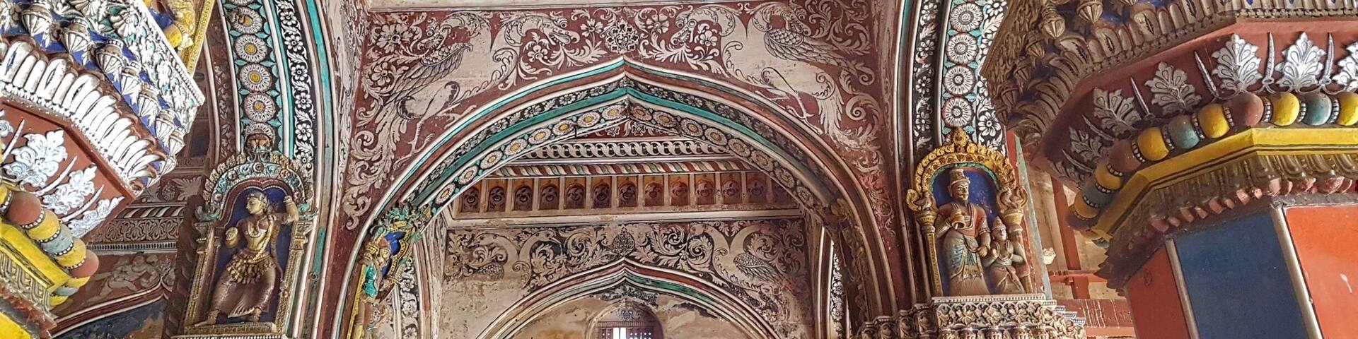 Colorful corridors of Maratha Palace