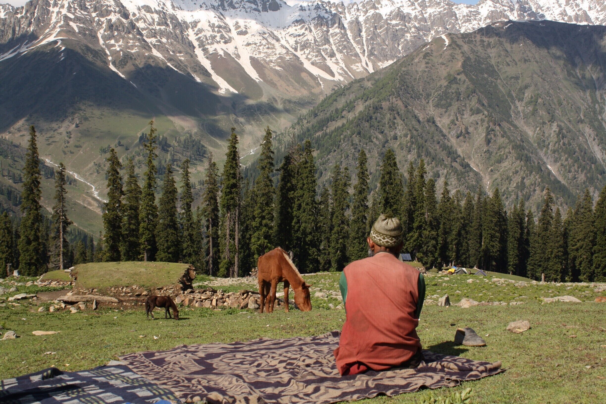 A hike in the mountains in the Kashmir region of India.