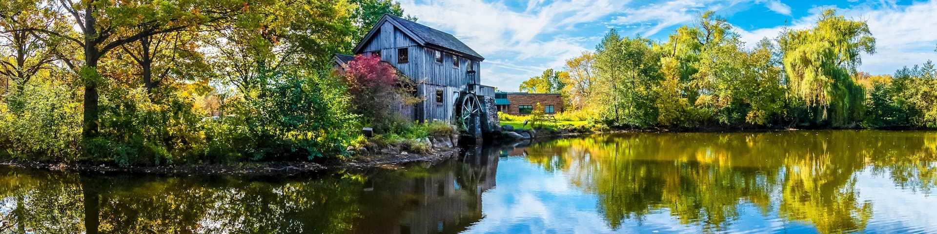 Old Watermill in Midway Village of Rockford Town, Illinois