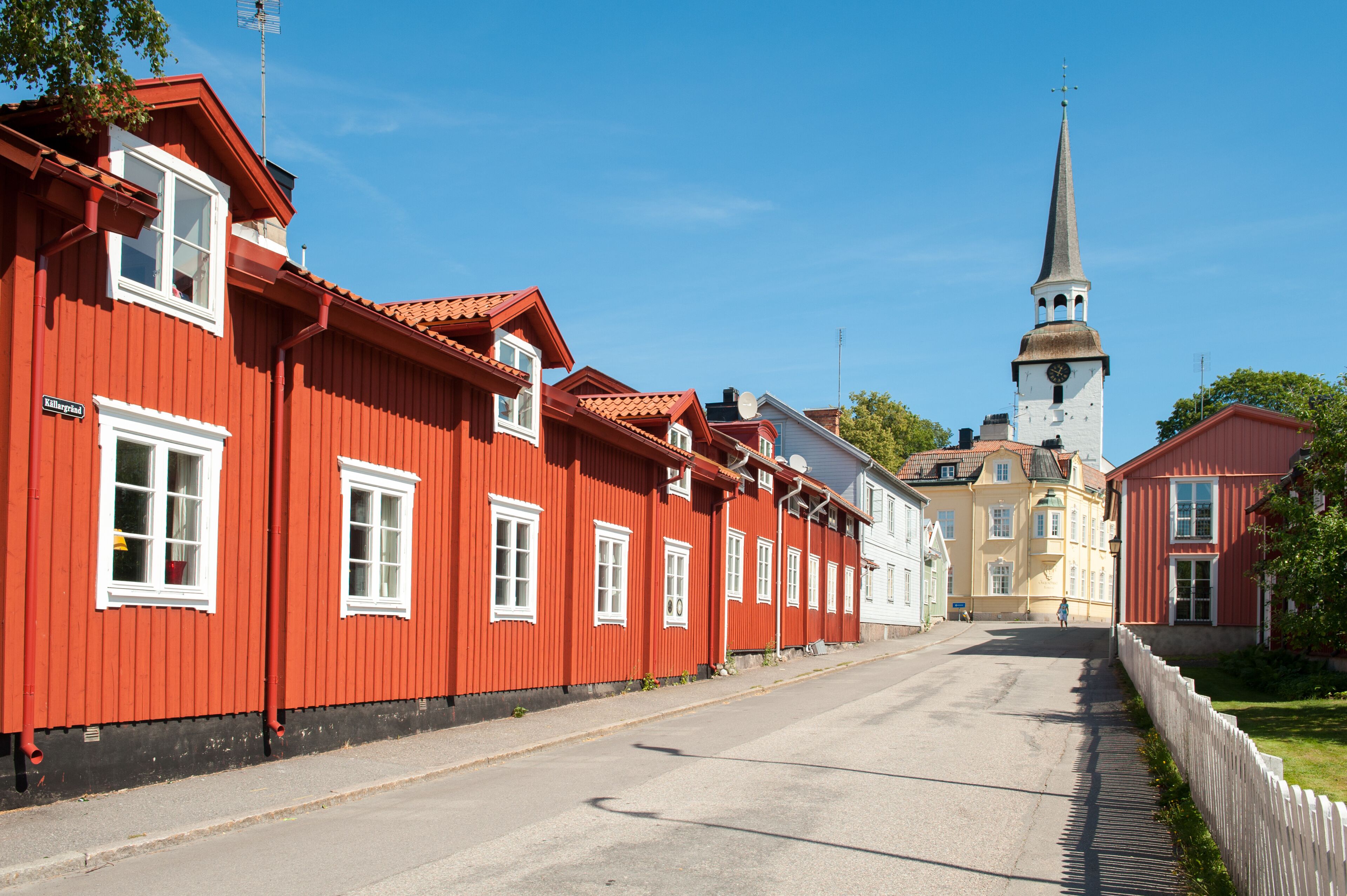Vintage architecture during summer in idyllic small town Mariefred. This historic town on Lake Malaren is a popular tourist destination in Sweden