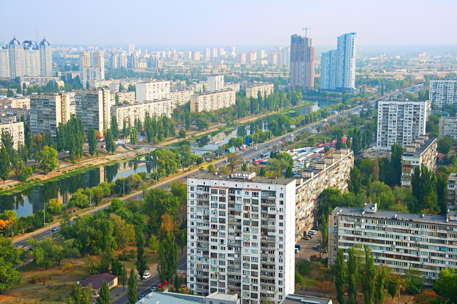 FGX3J8 Skyline of the left bank of Kiev. Kiev is the capital of Ukraine