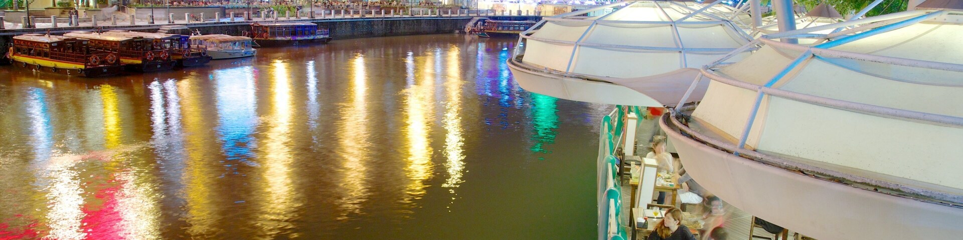 Clarke Quay featuring a coastal town, a river or creek and skyline