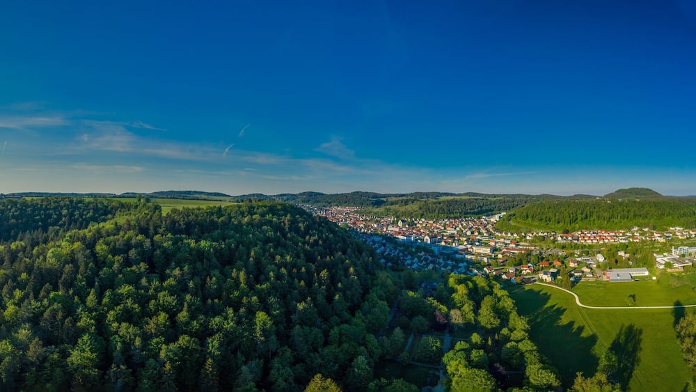 Germany, Green natural woodland landscape of swabian alb nature near Stuttgart