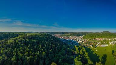 Germany, Green natural woodland landscape of swabian alb nature near Stuttgart