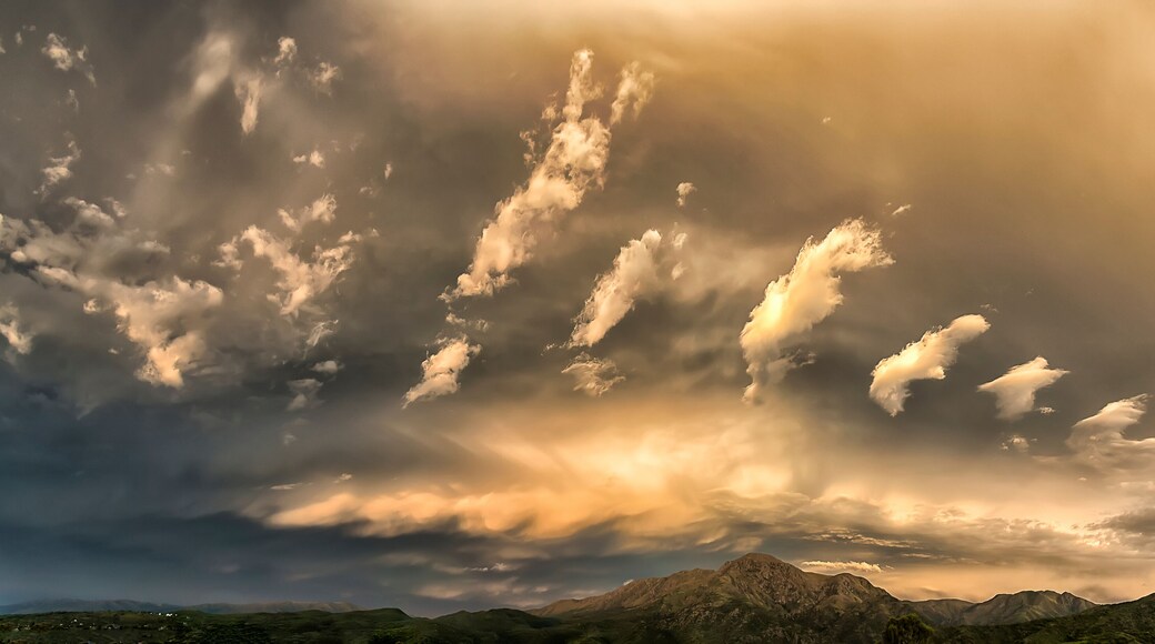 Sunset with clouds in panoramic