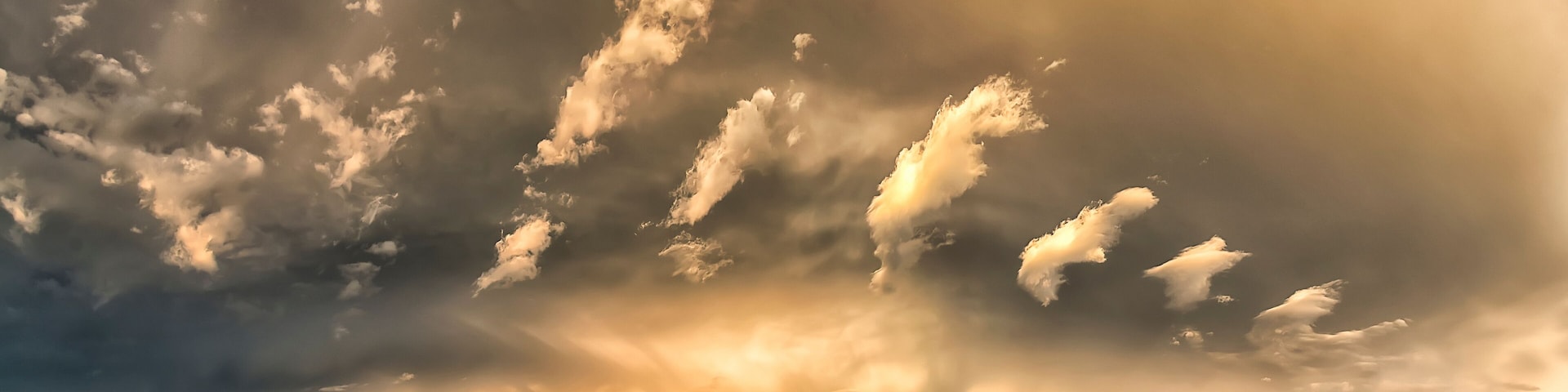 Sunset with clouds in panoramic