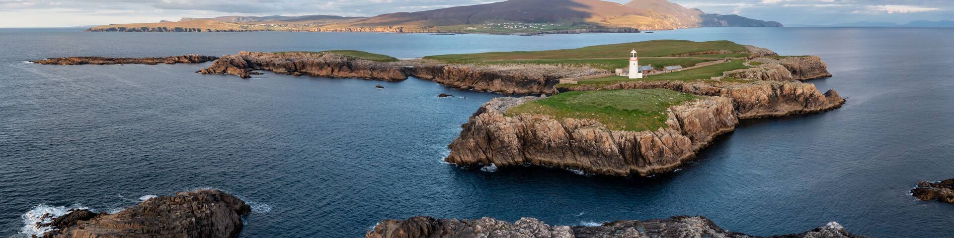 Aerial view of Rathlin O'Birne island in County Donegal, Irleand