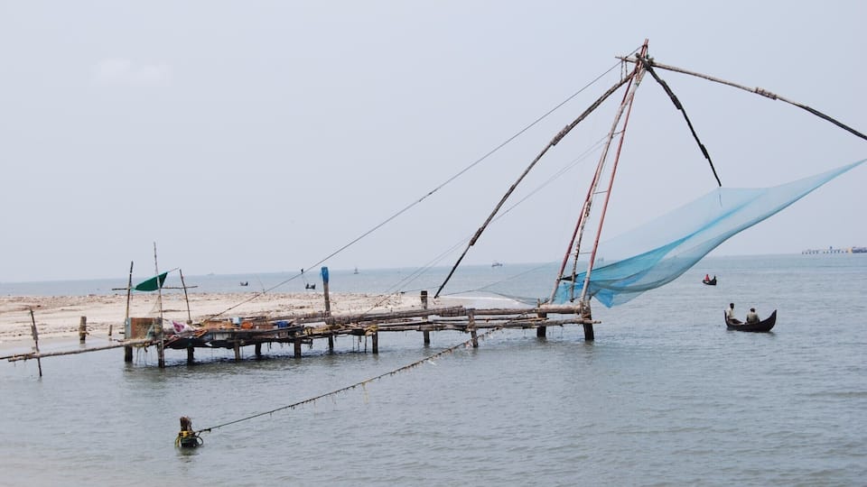 On the banks of the river/ ocean along Fort Kochi are many of these Chinese fishing nets. Apparently, Kochi is the only place outside of China where you will find these. It was incredible to watch the fishermen climb up and down these huge contrabitions making them move with ease.