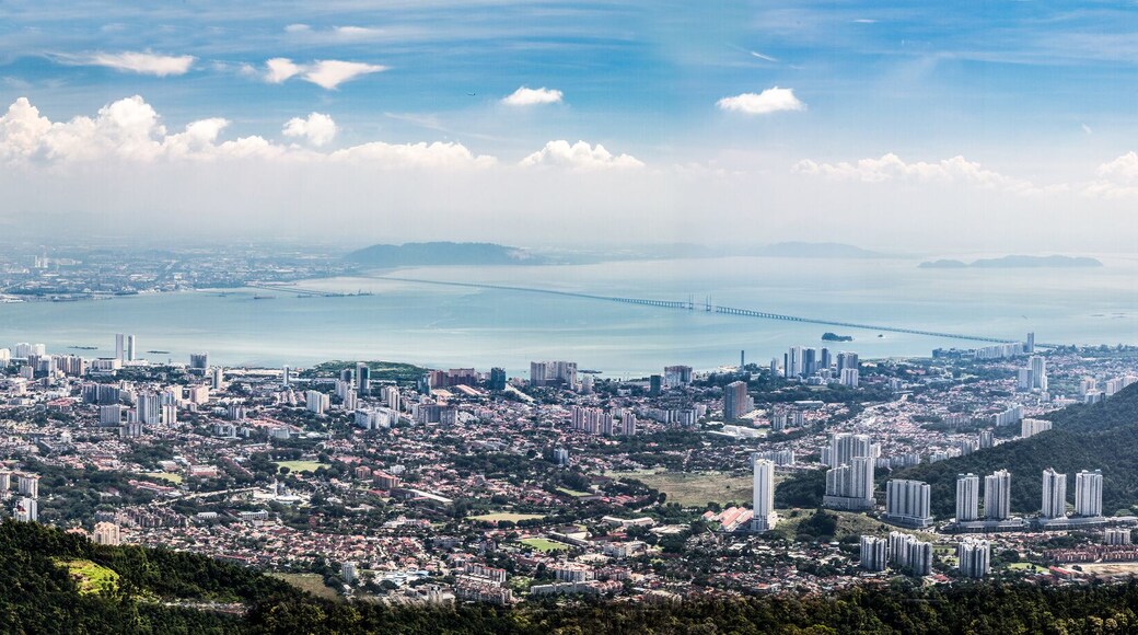 Aerial panorama cityscape of Georgetown, capital of Penang state