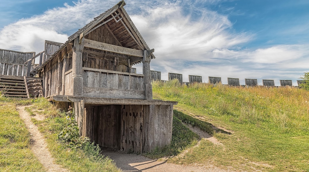 GGWNT6 An image of a reconstructed wooden viking fort called a trelleborg in the swedish city of the same name.