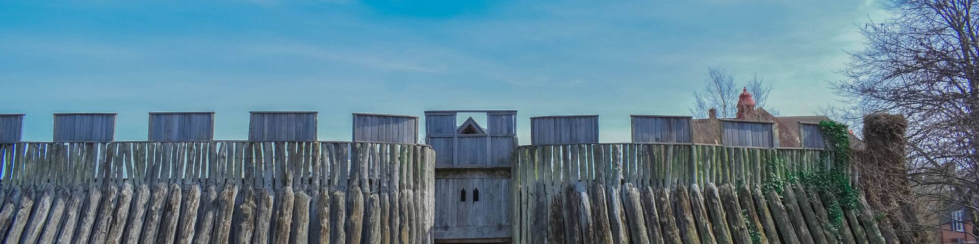 Reconstructed wooden viking fortress Trelleborgen in Trelleborg.