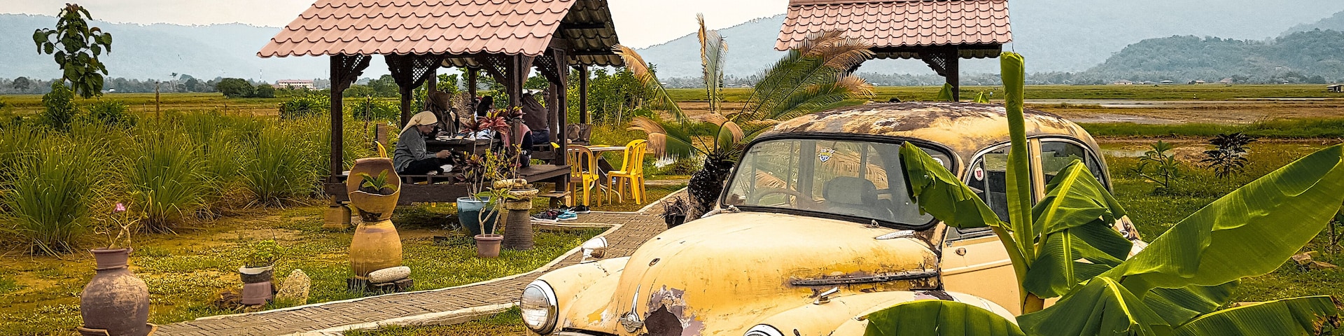 Breakfast view situated in the paddy fields, eating Langkawi's famous and delicious Nasi dagang Pak Malau. Tip: come early, before noon, as they run out fast! My favorites were their beef and fish nasi dagang. #lifeatexpediagroup #lifeatexpedia