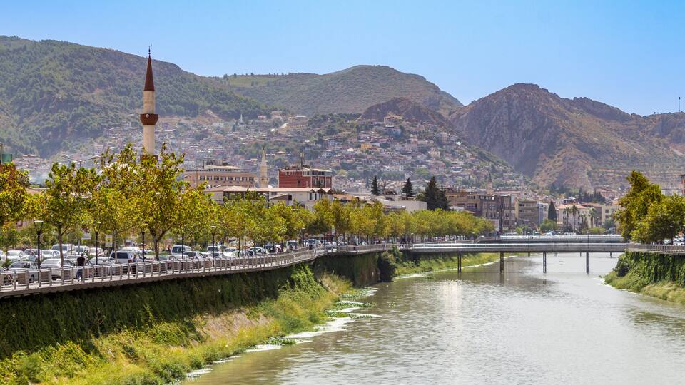 Hatay, Antakya city center and Asi River view. Turkey