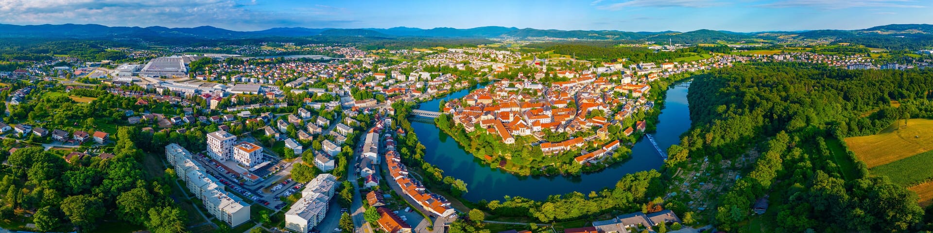 Aerial view of Novo Mesto in Slovenia