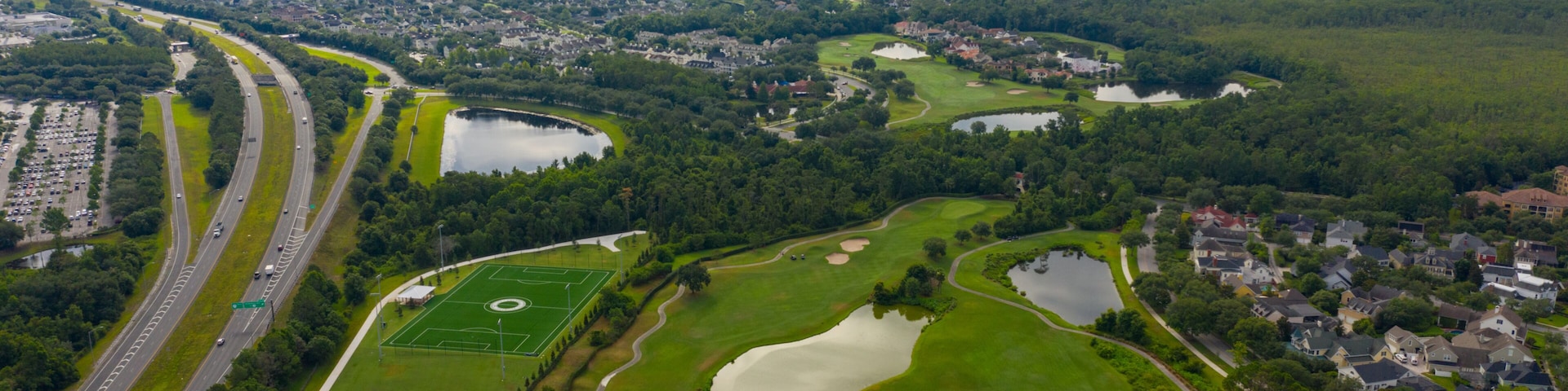 Aerial photo Celebration FL golf course landscape near highways