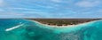 Aerial panorama view of Playa Blanca Isla Baru white sand beach turquoise blue ocean water Cartagena Colombia South America