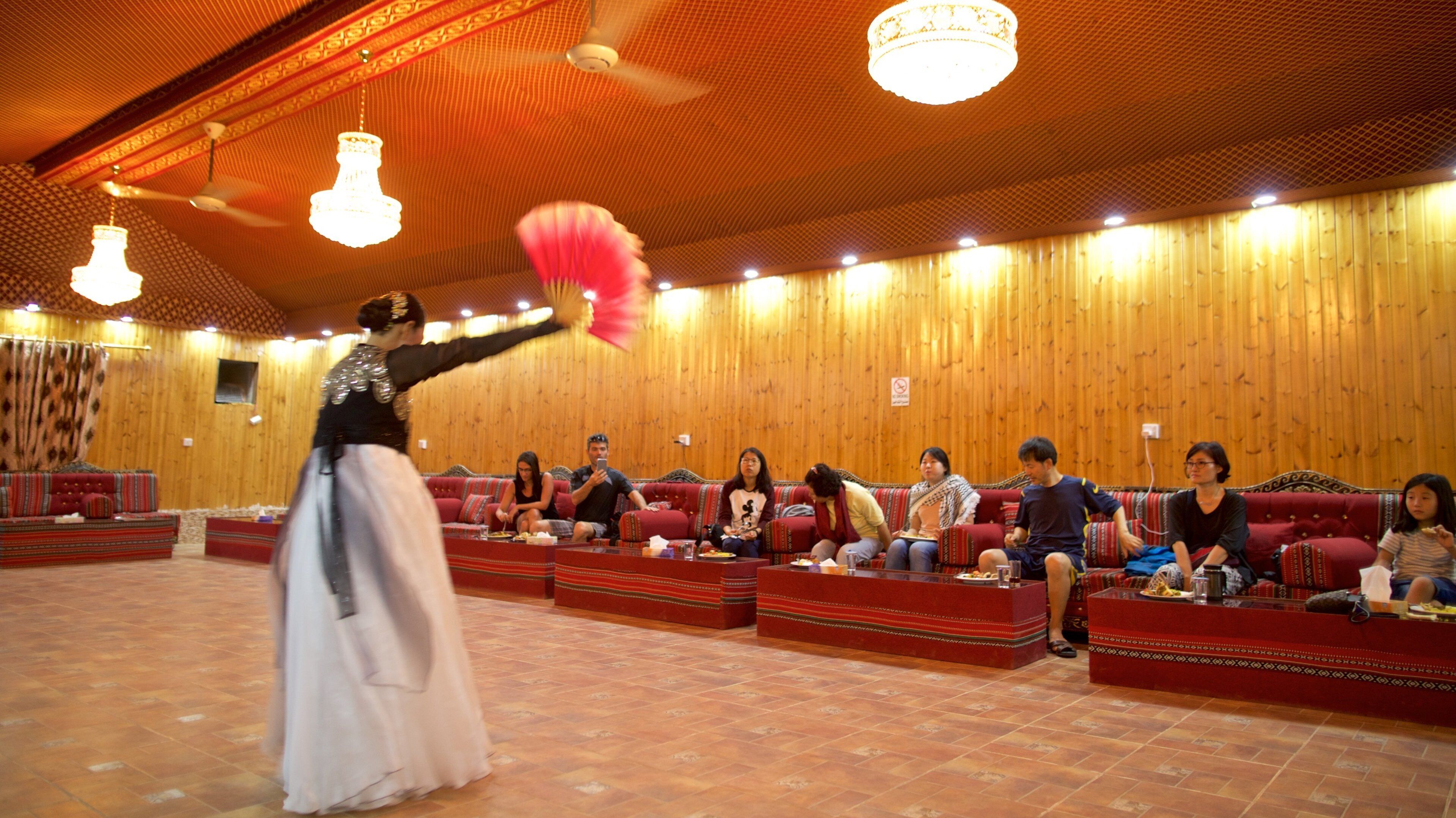 Wadi Rum ofreciendo arte escénica y vistas interiores y también una mujer