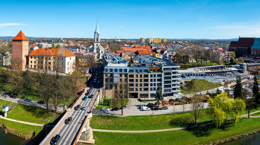 View of city of Oswiecim in Poland, where Nazi Auschwitz concentration camp is located