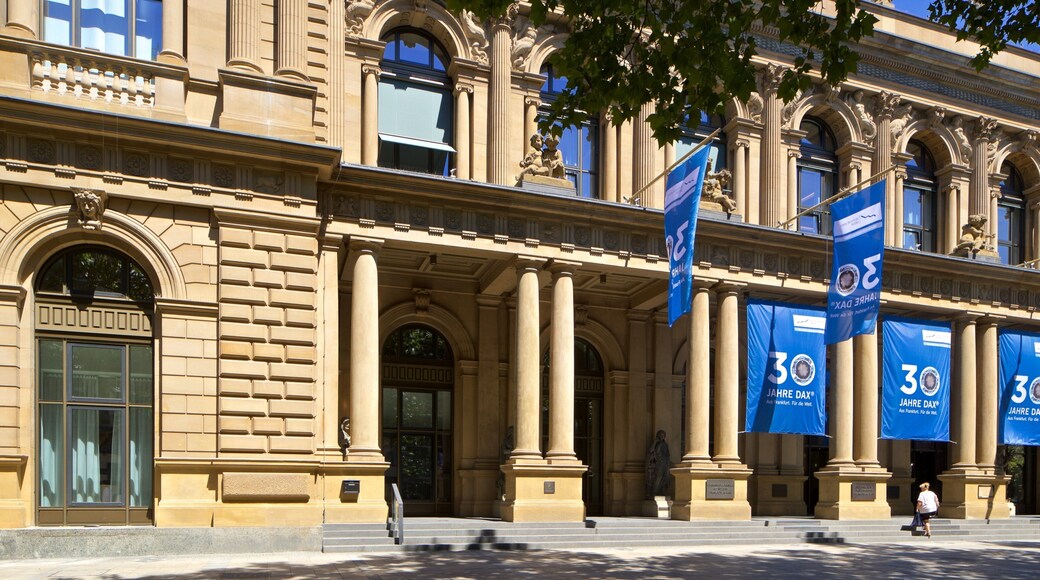 Stock Exchange which includes heritage architecture and signage