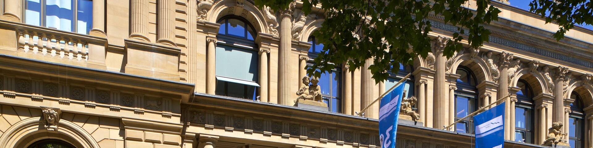 Stock Exchange which includes heritage architecture and signage