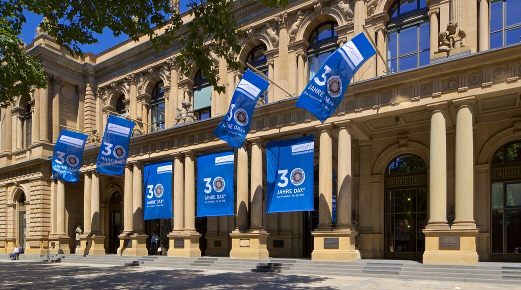 Stock Exchange which includes heritage architecture and signage