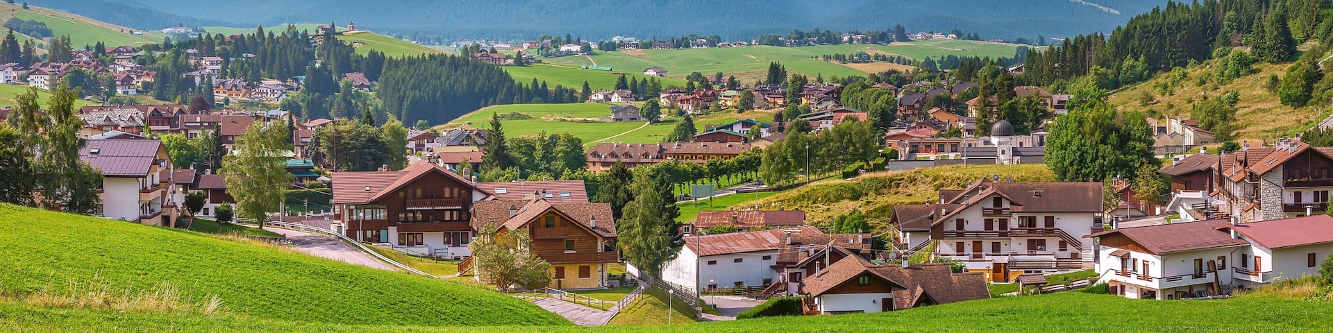 Panoramic view to the town of Gallio, Vicenza, Italy.