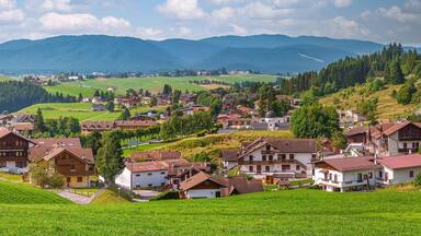 Panoramic view to the town of Gallio, Vicenza, Italy.