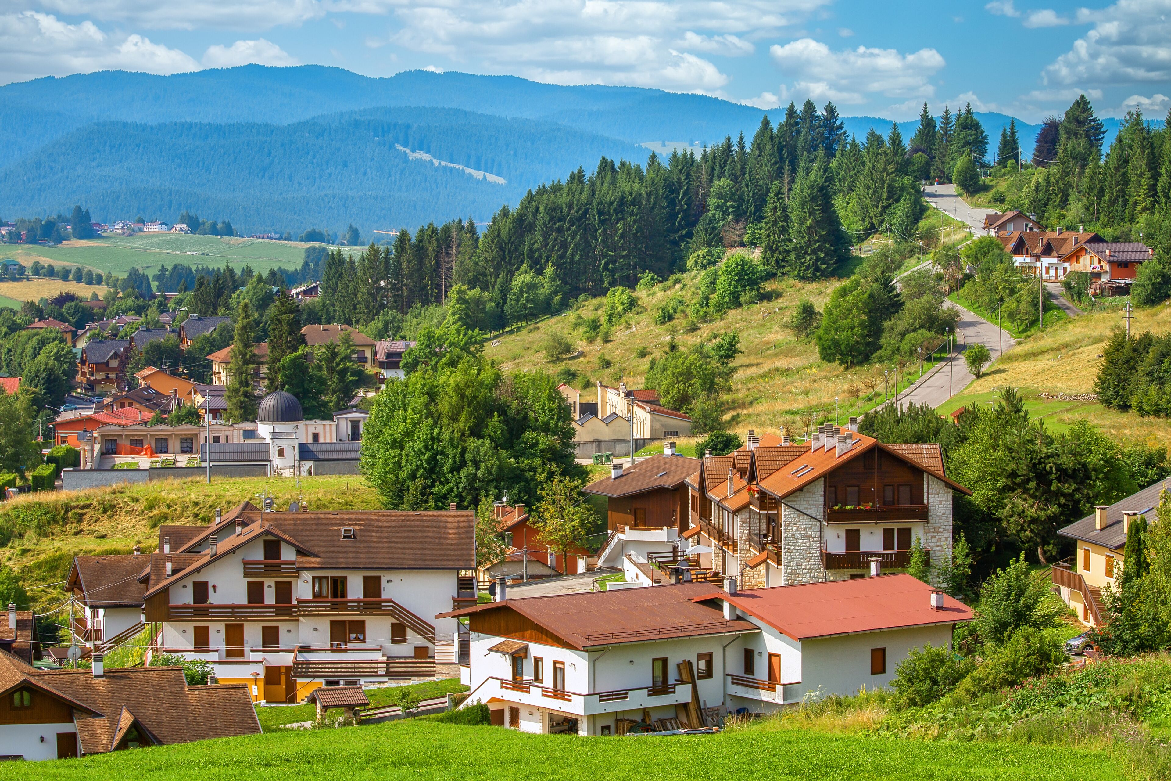 Panoramic view to the town of Gallio, Vicenza, Italy.