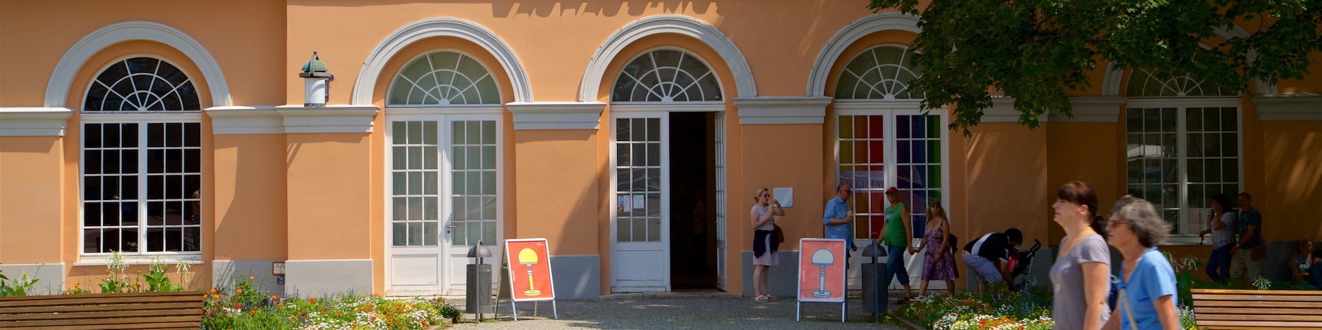 Bauhaus Museum which includes signage as well as a couple