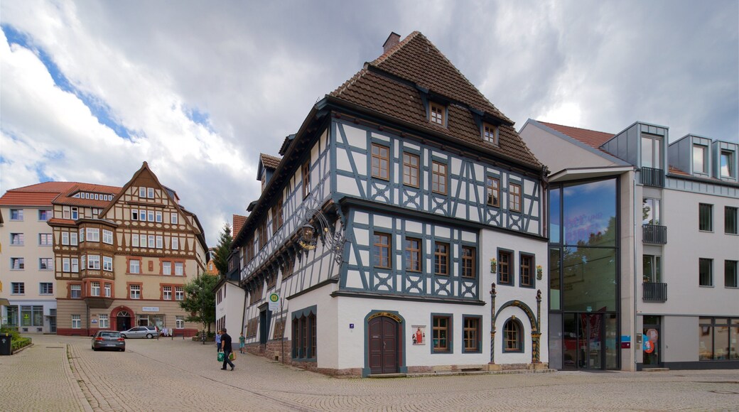 Lutherhaus showing heritage elements and a city