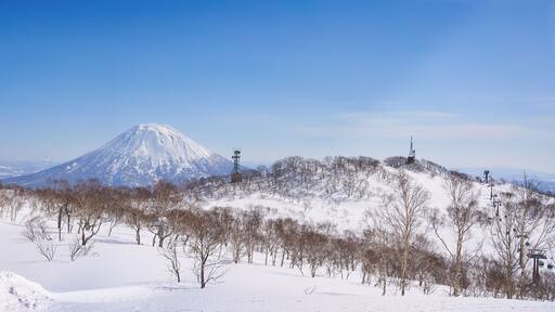 Panorama landscape of Niseko view on the mountain and yotei mountain in background