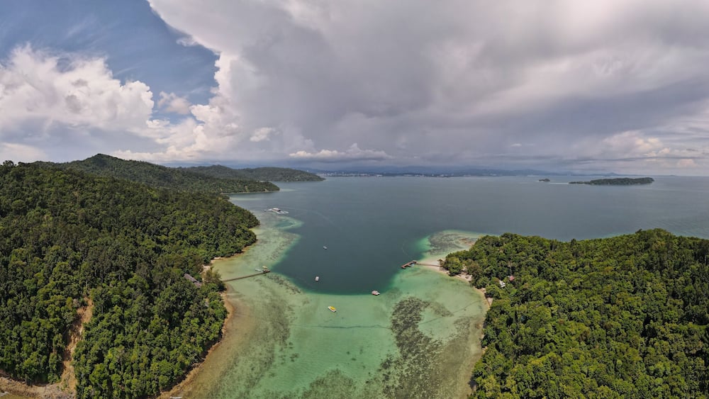 Aerial View of The Manukan, Mamutik and Sapi Islands of Kota Kinabalu, Sabah Malaysia