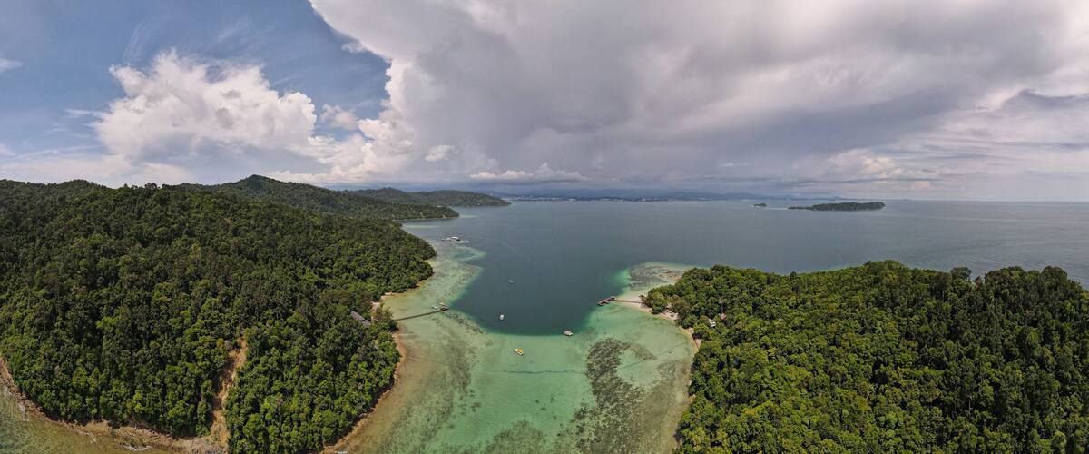 Aerial View of The Manukan, Mamutik and Sapi Islands of Kota Kinabalu, Sabah Malaysia
