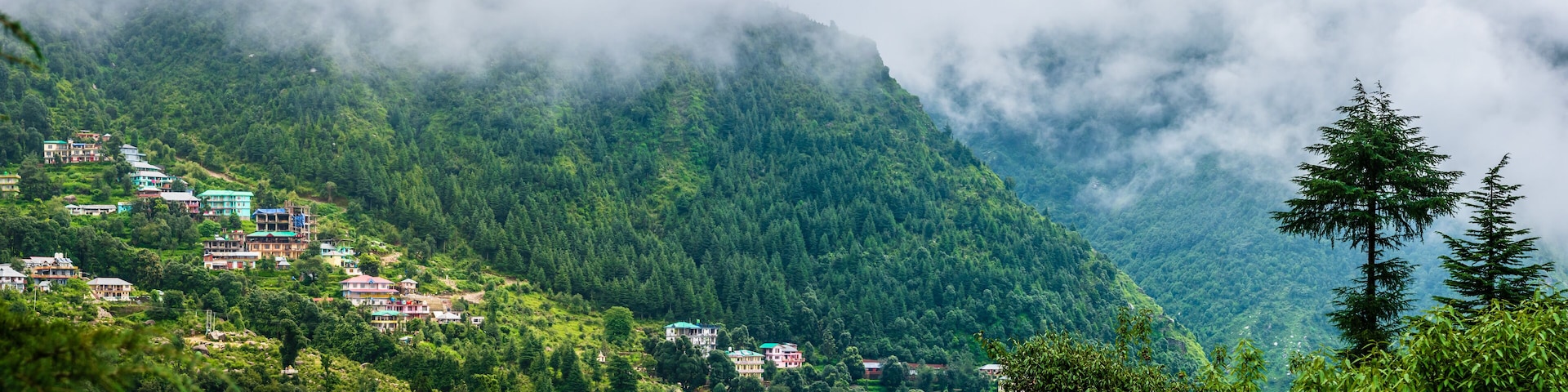Panoramic view from Mcleod ganj, Himachal Pradesh, India.