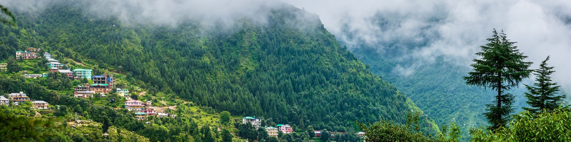 Panoramic view from Mcleod ganj, Himachal Pradesh, India.