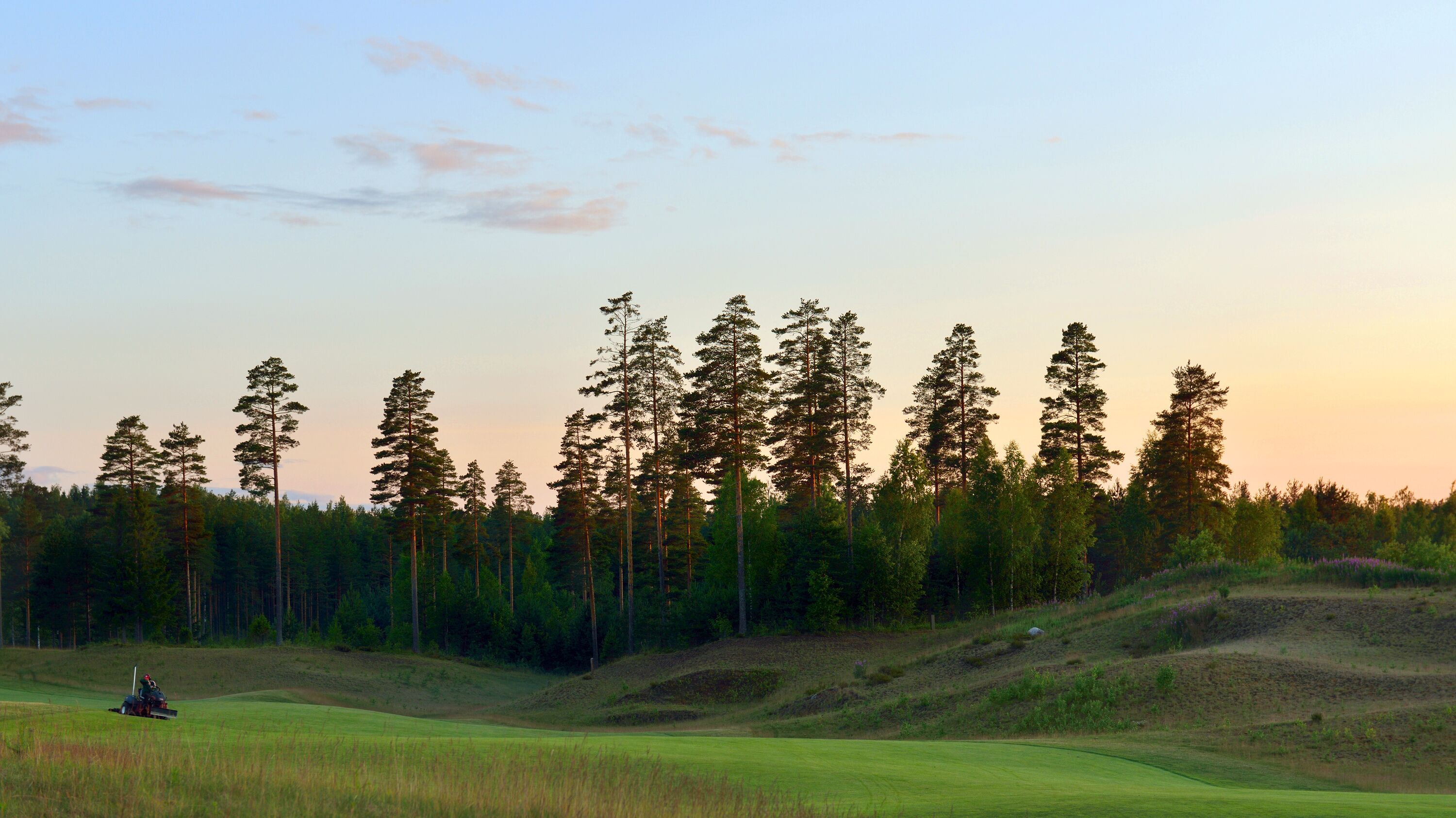 Golf courses. Sunset