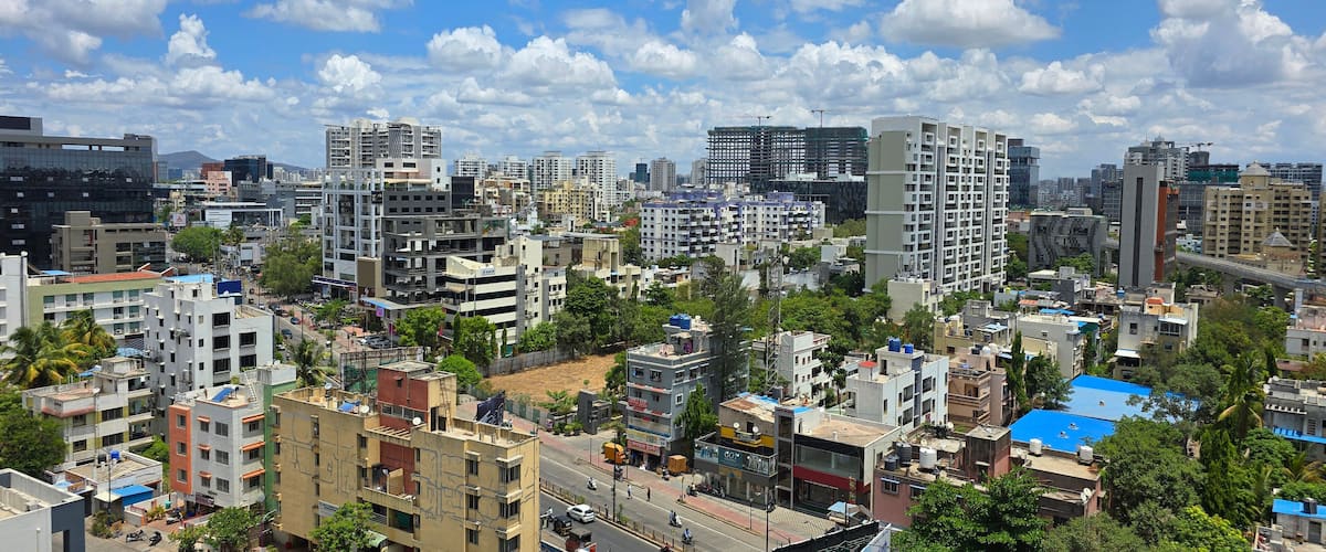 Aerial view of the Pune city, IT hub, software park, India, Mumbai, Delhi, Bangalore, Jaipur