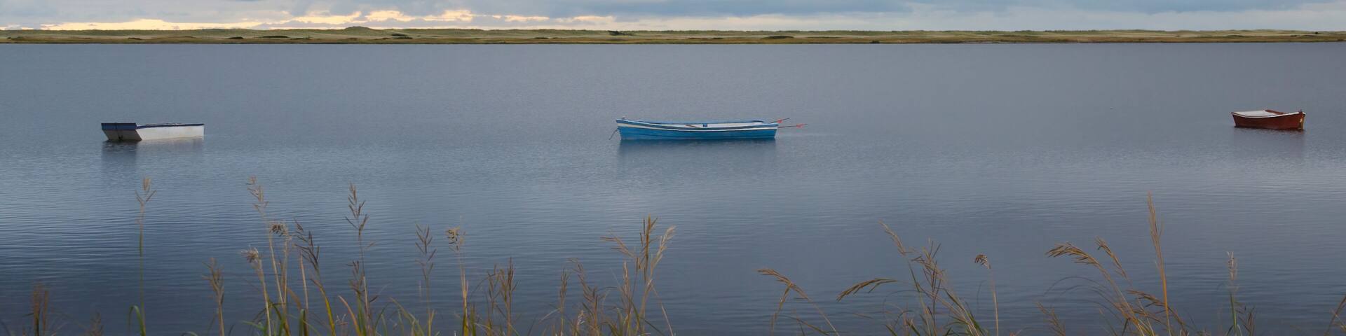 Anchored Boats in Tracadie Bay, New Brunswick Province, Canada