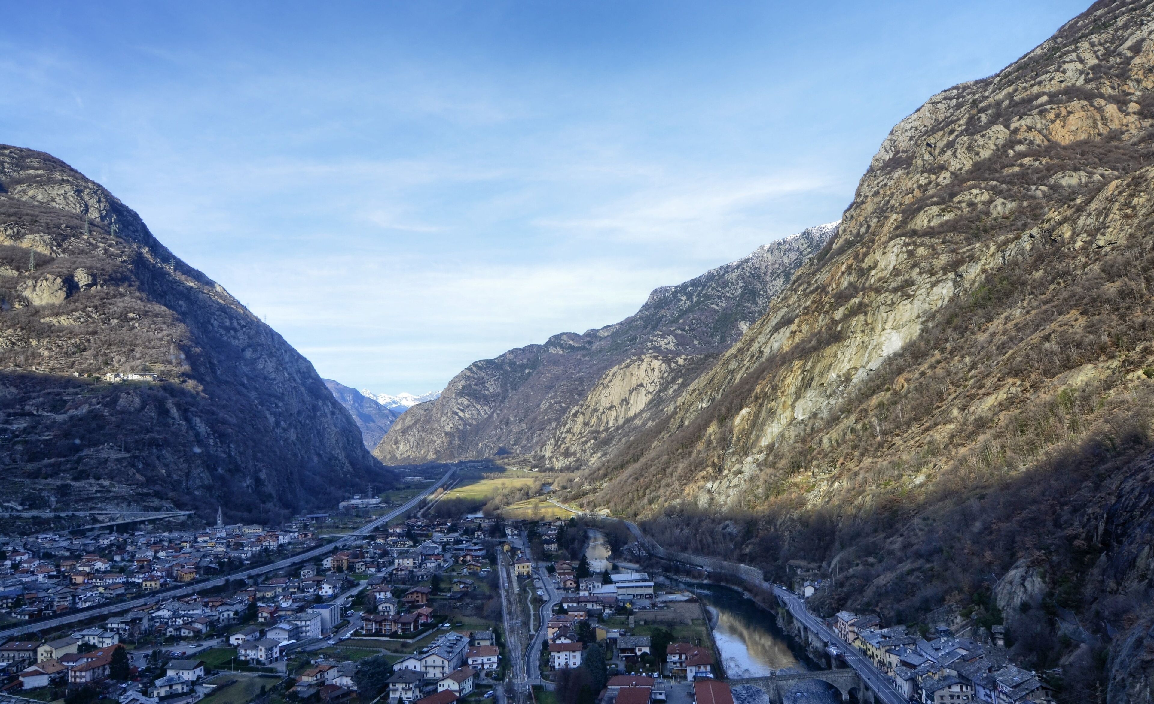 Forte di Bard, Valle d'Aosta region Italy, December 2016. View from the panoramic elevator leading to the top of the fort. This place was chosen in 2014 to shoot a film of adventure, action, fantasy.