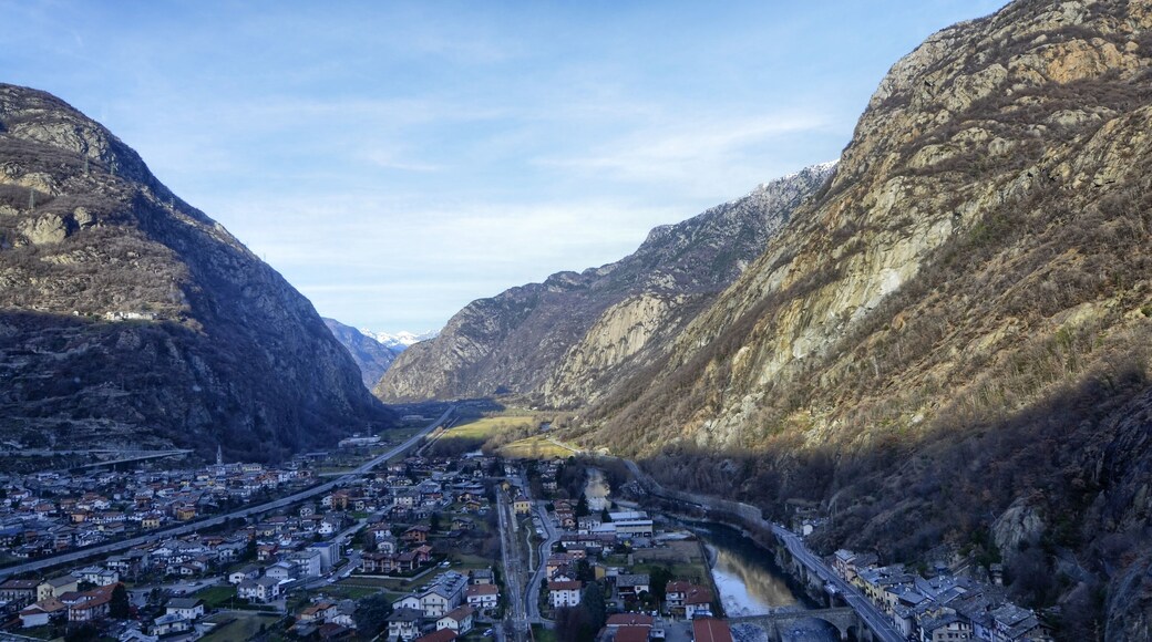 Forte di Bard, Valle d'Aosta region Italy, December 2016. View from the panoramic elevator leading to the top of the fort. This place was chosen in 2014 to shoot a film of adventure, action, fantasy.