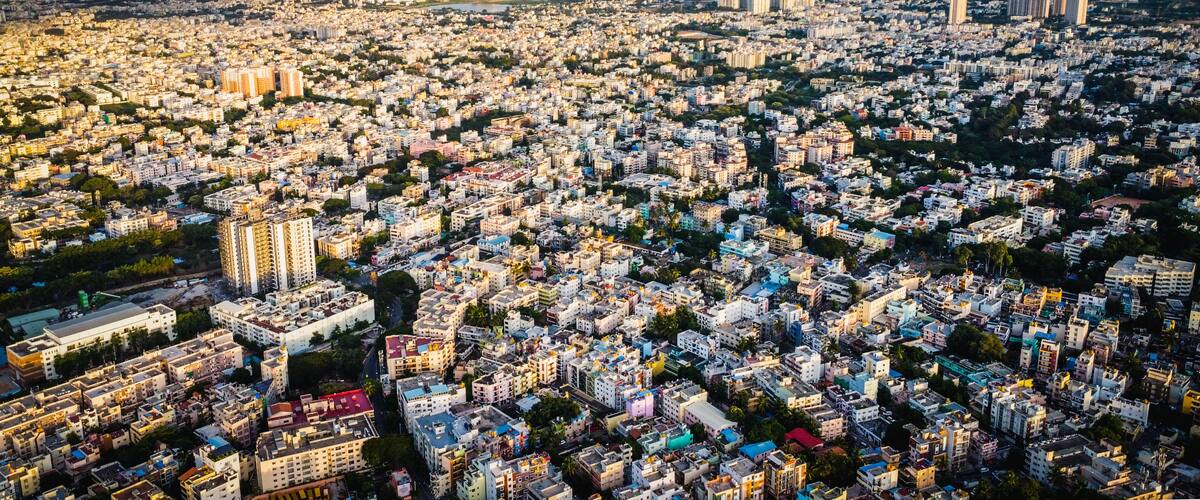 Ariel Shot of beautiful Bangalore City in India