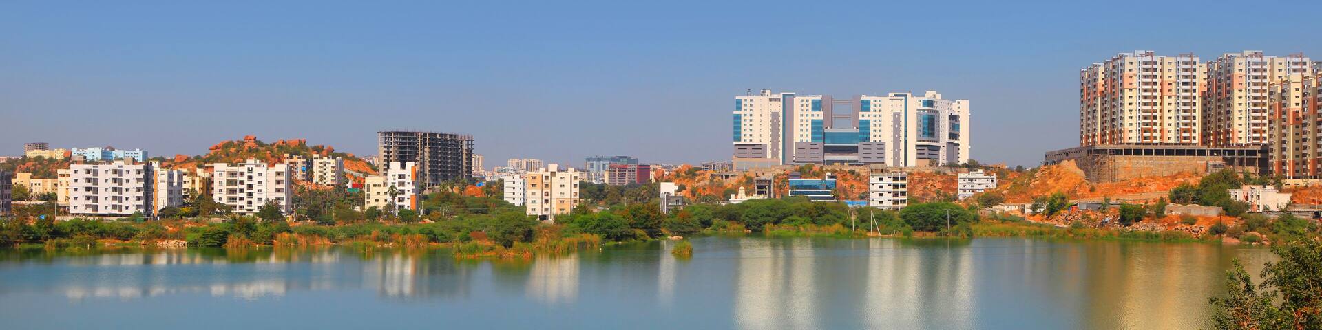 Hyderabad city skyline in India