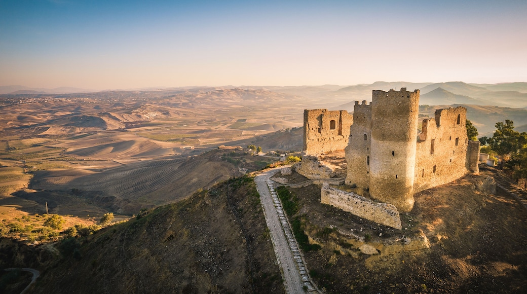 Fantastic View of Mazzarino Medieval Castle at Sunrise, Caltanissetta, Sicily, Italy, Europe