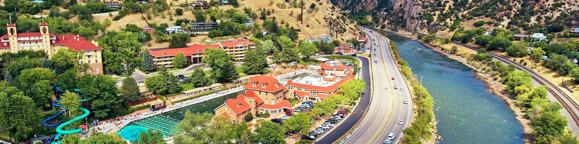 Aerial Hot Springs Glenwood Springs Worlds Largest Rocky Mountains