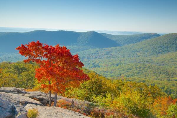 Parc d\'état de Bear Mountain qui includes scènes tranquilles et couleurs d\'automne